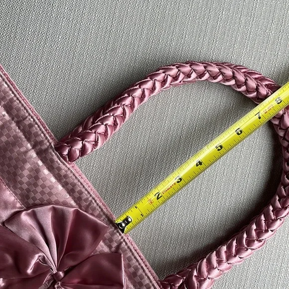 Naraya checkered pink quilted bow tote shoulder bag - Picture 9 of 15